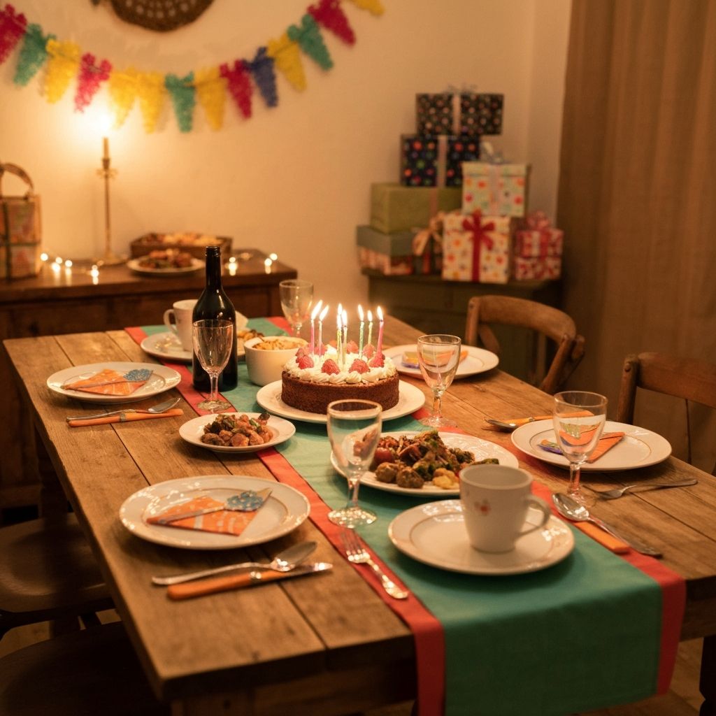 Aufgebautes Geburtstagsbuffet der Party-Küche Heuer in festlicher Atmosphäre